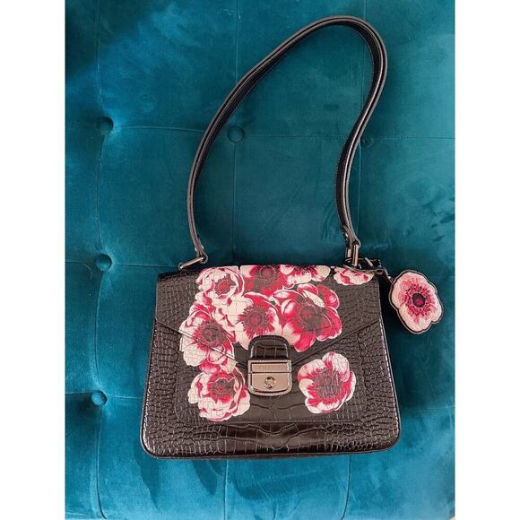 longchamp le pliage Heritage medium shoulder bag Flower design leather - Picture 6 of 12